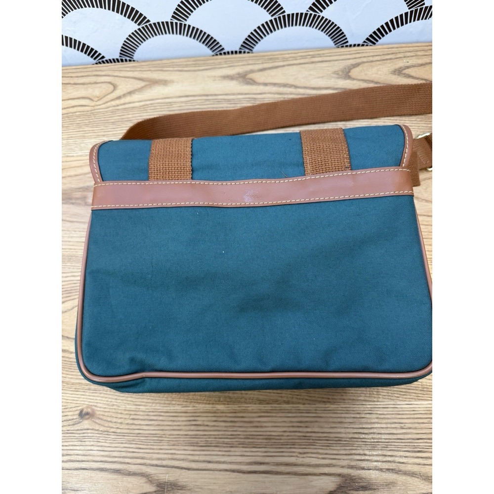 Vintage Polo Ralph Lauren Crossbody Bag Green Canvas Leather Trim Shoulder Strap - Picture 9 of 10